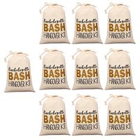 10pcs White Wedding Party Favor Bags 5x7 Inch Gold Glitter “BASH” Bridesmaid Gift Bags for Bridal Shower Bachelorette Hangover Kit Bags Recovery Kit Bags Cotton Muslin Drawstring Bag