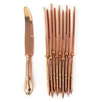 TigerChef Rose Gold Heavy Duty Plastic Knives Disposable Reusable Bulk Party Supplies Solid, Durable and Heavyweight Silverware Flatware Cutlery Utensils Pack Of 24