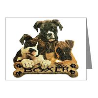 Note Cards (10 Pack) Boxer Trio with Bone Name Plate