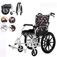 Wheelchair Portable, Fold Easy Storage Aluminum Alloy Light Elderly Disabled Manual Trolley