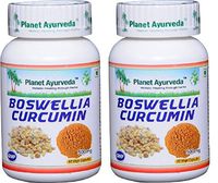 Planet Ayurveda Boswellia Curcumin, 500mg Veg Capsules - 2 Bottles