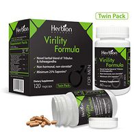 Herbion Naturals Virility Formula with Tribulus & Ashwagandha, Non-Hormonal Non-Steroidal - Twin Pack 60 vegicaps Each - 30 Days Supply