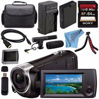 Sony HDR-CX405 HDR-CX405/B HD Handycam Camcorder + Rechargable Li-Ion Battery + Charger + Sony 64GB SDXC Card + Case + Tripod + HDMI Cable + Memory Card Wallet + Card Reader + Fibercloth Bundle