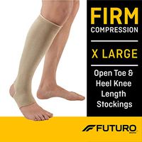 Futuro Open Toe/Open Heel Stocking, Unisex, Firm Compression, 20-30 mm/Hg, X-Large, Beige, Helps Relieve Symptoms of Mild Varicose Veins