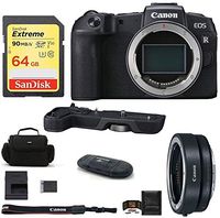 Canon EOS RP Mirrorless Digital Camera Body (USA Warranty) Bundle, Includes: Canon Mount Adapter EF-EOS R + EG-E1 Extension Grip (Black) + 64GB SDXC Extreme Memory Card + More.