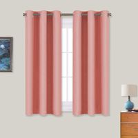 NICETOWN Bedroom Curtains Room Darkening Draperies, Home Decorations Thermal Insulated Solid Grommet Top Light Blocking Drapes for Cafe (Coral, One Pair, 34 x 54-inch)