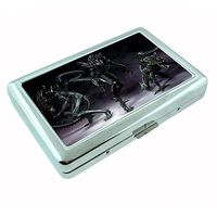 Perfection In Style Silver Cigarette Case Metal Wallet Alien Design D008