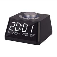 Smiley face Digital Alarm Clock with FM Radio, Adjustable Alarm Volume Desk Alarm Clock,2 USB Charge Ports Large LED Display Time Temperature Date, USB or Battery Operated