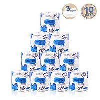 yadamse Toilet Paper, 10 Rolls Utra Soft Toilet Tissue Bath Tissue 3PLY Hollow Replacement Roll Paper Strong & Highly Absorbent Toilet Paper Roll Paper Towel Easy Degrade (10 rolls)