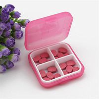 Gotian Mini 4 Slots Portable Medical Pill Box Drug Medicine Case Organizer - Cross Plastic Small Pill Box with Medicine Storage Box - Specially Designed for Storage Pills (Pink)