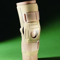 Neoprene Hyperextension Hinged Cartilage Knee Brace Support Black Beige 653 (XS, Beige)