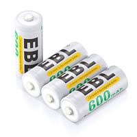 EBL E90/LR1/AM5/MN9100 N Size Batteries, N Rechargeable Battery 600mAh Ni-MH for Clock, LED Lights, Toys and Electronic Devices, Pack of 4