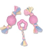 Puppy Teething Toys, Dog Chew Toys Set with Cotton Cloth Rope for Puppies and Small Dogs Pink