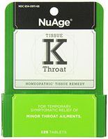 Cough Medicine, NuAge Homeopathic Tissue K Throat Remedy, Sore Throat Relief, 125 Count