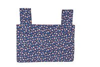 Qelse Designer Walker Tote Bag – Blue Floral - 3-Pocket Walker Organizer Basket Bag for Walker Style Rollator & Folding Walkers – Universal Fit – Walker Accessory Hanging Storage Bag