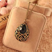 New Fashion Elegant Black Crystal Sweater Chain Pendant Necklace Women Jewelry Prom Woman Pretty For gift Cheap Jewerly Aesthetic Fashionable Accessory Daily