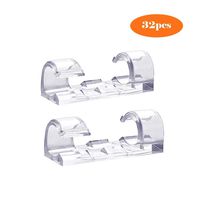 Strong Self-Adhesive Cable Clips Organizer, Coaxial Cable Clips, Wire Holder Organizer Cord Management Cable Management Wire Holder System for Car, Office and Home, Transparent (32pcs)