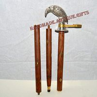 Nautical World Antique Silver Nickel Plated Raven Head Handle Walking Stick Cane