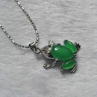 Gift Box Wholesale Green Silver Natural Tibet Necklace Pendant Jade Frog Prom Pretty Beautiful Stylish Simple Lovely Cheap Jewerly Women Aesthetic Womens Beads