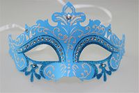 Mardi Gras Party Masquerade Mask,Hand-Painted mask Half face Female Makeup Prom Princess mask Venice mask Cosplay mask Blue Prom Masks
