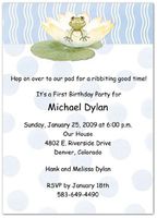 Lily Pad on Blue 1st Birthday Invitations - Set of 20