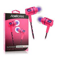Acellories Premium Superior Metal High Performance Earbuds Headphones (Pink)