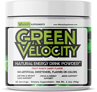 Green Velocity - Natural Energy Drink Powder - No Artificial Sweeteners, No Artificial Colors or No Artificial Flavors. Mild Pre-Workout Drink Powder. Focus & Energy Support. Weight Loss Support.*
