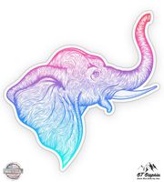 GT Graphics Purple Pink Teal Elephant Head - 8" Vinyl Sticker - for Car Laptop I-Pad - Waterproof Decal