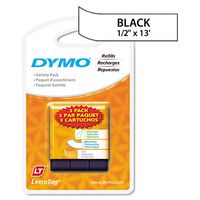 DYMO : LetraTag Paper/Plastic Label Tape Value Pack, 1/2in x13ft. White & Clear, 3/Pack -:- Sold as 2 Packs of - 3 - / - Total of 6 Each