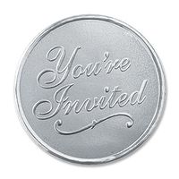 You're Invited Round Embossed Foil Seals, 48 Count (Silver)