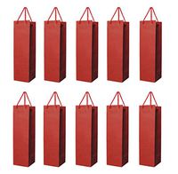 Homanda Pack of 10 Red Kraft Paper Wine Tote Bag