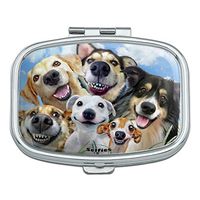 Dogs Smile Selfie Retriever German Shepherd Rectangle Pill Case Trinket Gift Box