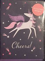 Glitter Embellished Unicorn Print Assorted Boxed Greeting Notecards- 8 Greeting Cards and Lavender Envelopes- 4 x 5 3/8 inches