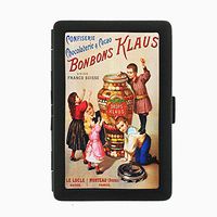 Perfection In Style Black Color Metal Cigarette Case D-222 Confiserie Chocolaterie Bonbons Klaus