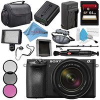 Sony Alpha a6500 Mirrorless Digital Camera with 18-135mm Lens ILCE-6500M/B + NP-FW50 Replacement Lithium Ion Battery + External Rapid Charger + Deluxe Cleaning Kit Bundle