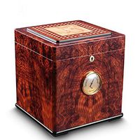 KXDLR Double-Layer Cigar Humidor, Elegant Desktop Cigar Box with Mounted Hygrometer and Humidifier, Cedar Lined Cigar Case, Holds 100 Cigars