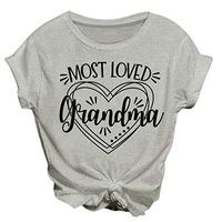 Coupondeal Fashion Women Casual Short Sleeve Letter Printed O-Neck Tops Tee T-Shirt Blouse(Gray,S)