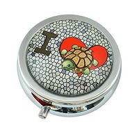 WuCong I Heart Turtles Custom Fashion Design Glass Round Pill Case Western Medicine Tablet Holder Decorative Box