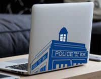 Doctor Who Tardis Large for MacBook Laptop Die-Cut Vinyl Decal Sticker (15-inch Mac(Reflective Apple Logo), Blue)
