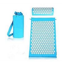 Acupressure Mat Pillow Set for Back Neck Pain Stress Relief Pads Muscle Relaxation Trigger Point Massage Therapy with Carrying Storage Bag- Blue