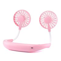TIAN-K Hand Free Personal Fan, Headphone Design Wearable Portable USB Rechargeable Neckband Mini Fan with 3 Speed Adjustable for Indoor Outdoor (Pink)