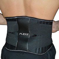 FlexzFitness Lumbar Support and Lower Back Brace - Includes Reusable Hot or Cold Pack for Back Pain Relief