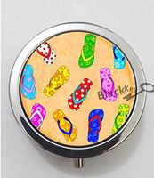 BlackKey Flip Flops & Sandals & Slippers Pattern 3-Compartment Decorative Pocket Gift Box Case Organizer for Pill, Color 1 -453