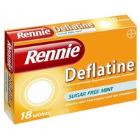 Rennie Deflatine Trapped Wind & Bloatedness Relief Tablets sugar free mint 18 tablets