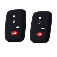 A Pair Black 4 Buttons Key Shell Remote Jacket Fob Key Holders Covers Keychain for Toyota Camry RAV4 Avalon Highlander