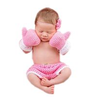 Newborn Monthly Baby Photo Props Boxing Champion Gloves with Pants Set for Boys Girls Photography (Pink)