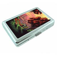 School Kids River Em1 Hip Silver Cigarette Case Id Holder Metal Wallet 4" X 2.75" RFID Protection