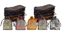 Ankirol Sheer Organza Bags 100pack Organza Gift Pouch Bags Drawstring Jewelry Display Party Favors Package Halloween (Mix, 4x6)