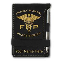 Mini Notepad, FNP Family Nurse Practitioner, Personalized Engraving Included (Black)