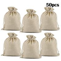 Lucky Monet 25/50/100PCS Burlap Gift Bags Wedding Hessian Jute Bags Linen Jewelry Pouches with Drawstring for Birthday, Party, Wedding Favors, Present, Art and DIY Craft (50Pcs, Cream, 5” x 7”)